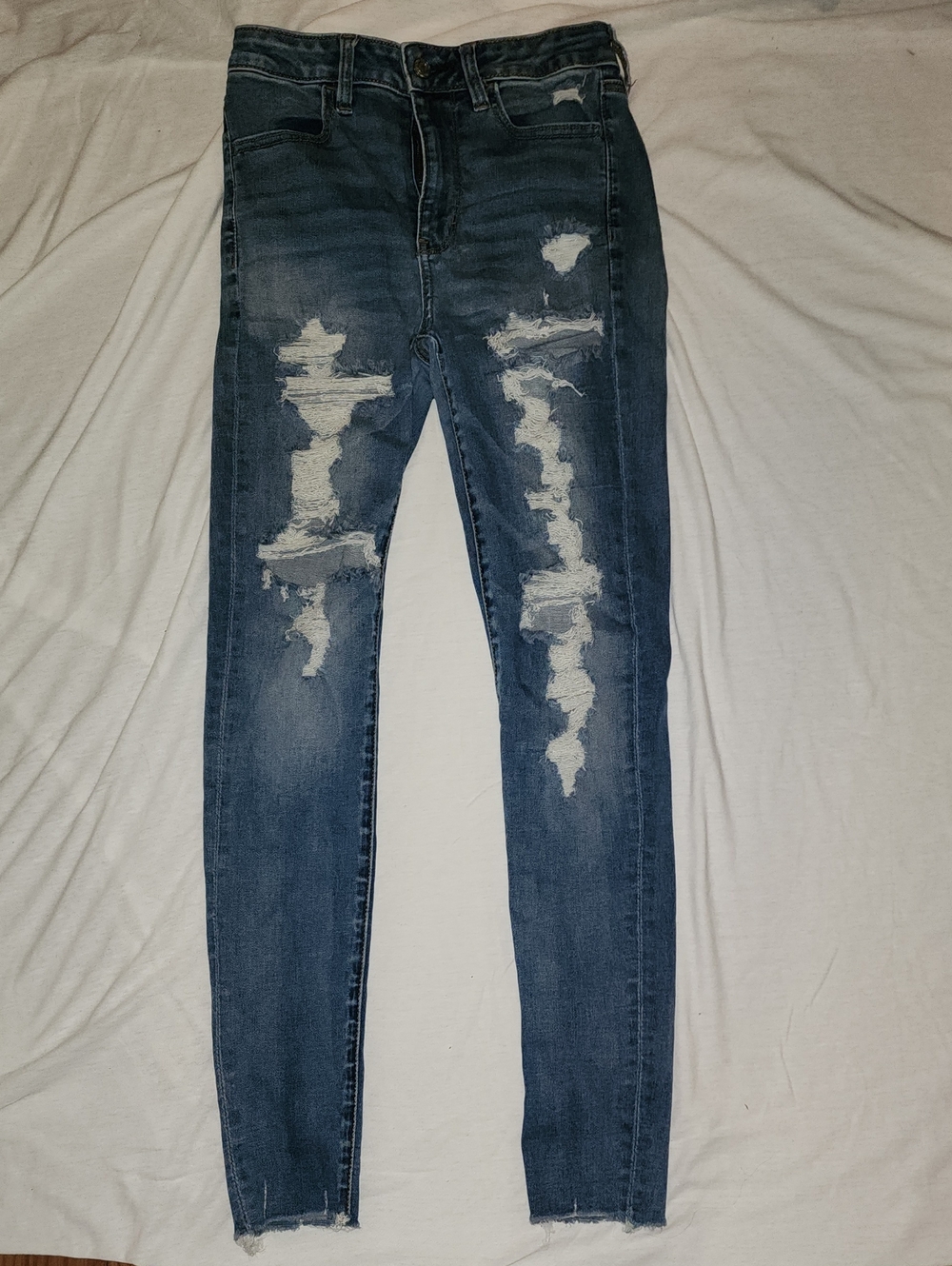 American Eagle Outfitters Distressed Skinny Jeans - Blue